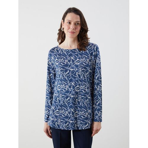 Crew Neck Patterned Blouse