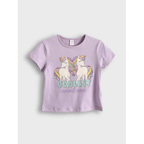 Crew Neck Printed Girl's T-Shirt
