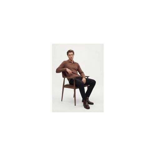 Men's Polo Neck Knit Sweater - Brown - S