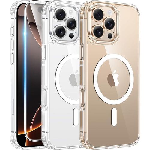 for iPhone 16 Pro-Max Case: Magnetic Military Grade Drop Protection Anti Yellowing Cell Phone Cover - Rugged Shockproof Protective Bumper Transparent Cases(Clear) (Clear)