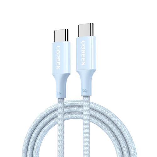 USB-C 100W 5A QC PD Braided Quick Charge Cable, 1 Meter, Blue