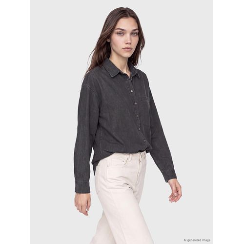 Pocketed Oversize Women's Jean Shirt Tunic