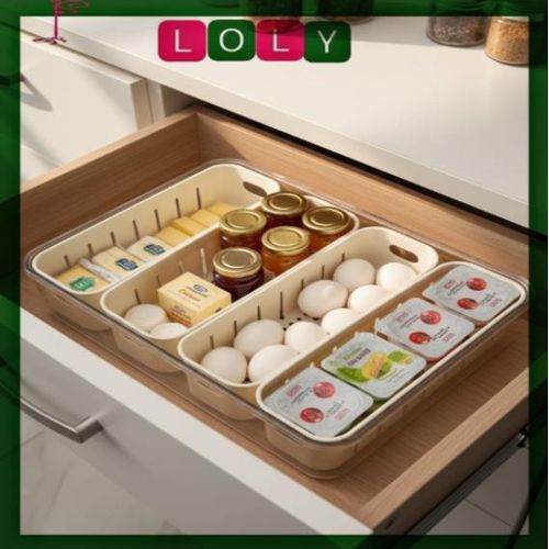 علبة تخزين بلاستيكية منفصلة للثلاجة، بأربعة أقسام، لحفظ الخضراوات والفواكه، قابلة للتجميد، للاستخدام في المطبخ