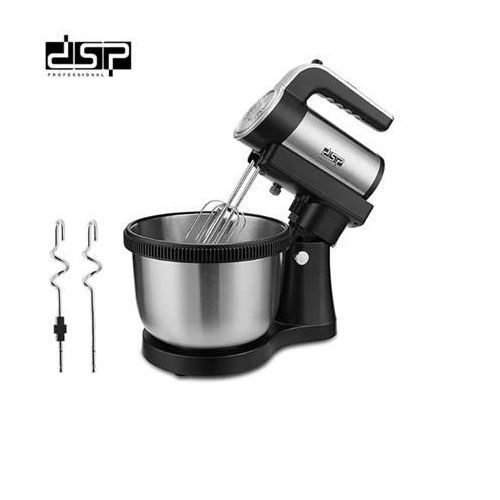 5-speed, 4L stand mixer, model KM3058. Stainless steel stand mixer with two mixing paddles and chrome dough hooks.