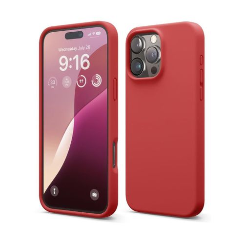 Compatible with iPhone 16 Pro Max Case 6.9 Inch Slim Liquid Silicone 4 Layers Soft Gel Rubber Shockproof Protective Phone Case with Anti Scratch Microfiber Lining (Red)