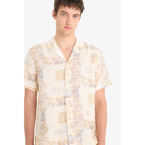 Regular Fit Open Collar Patterned Short Sleeve Shirt