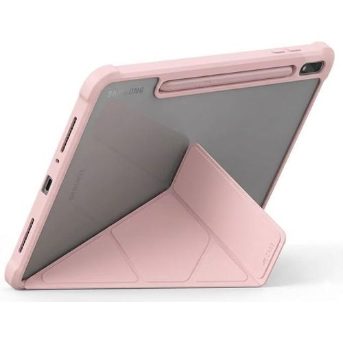 Y Type Folio Case for Samsung Galaxy Tab S10 Lite 10.9" / S10 FE / S9 FE / S9 11" with Built-in Pencil Holder, Clear PC Back Cover (PINK)