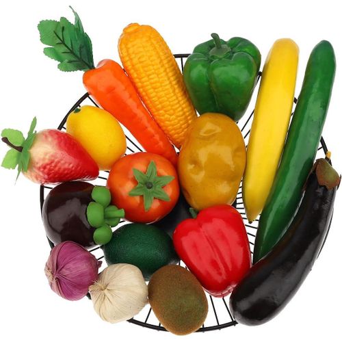 16 Pcs Fake VegetablesRealistic Artificial Vegetable and Fruits for DecorationFake Veggies Garlic Eggplant Bell Peppers Props Display