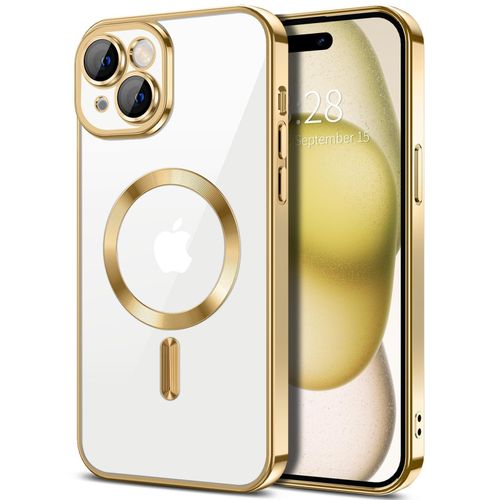MagSafe-Compatible Magnetic Case for iPhone 15 Plus (6.7'') with Camera Protection and Shockproof Design - Gold