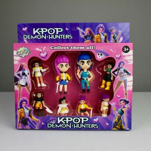 8 K-pop chibi figure set, cute anime design with built-in hanging loops, made of safe and non-toxic PVC, perfect for decorating desks, cakes or bags, a great gift for K-pop and anime fans (shape may vary)