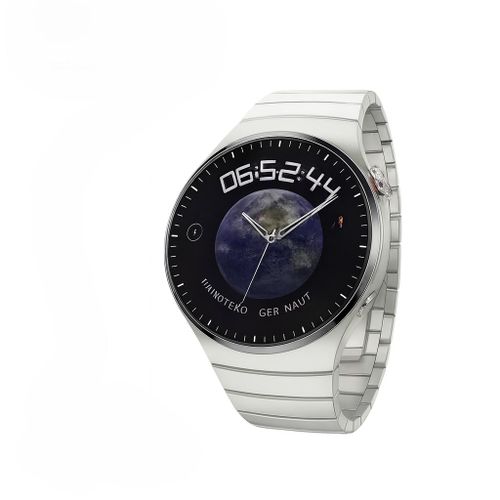 Smartwatch Watch 4 Pro RW-32 with 3 Interchangeable Straps (Metal, Leather, Silicone), Bluetooth Calling, Wireless Charging, and Curved Glass Display - Silver Edition