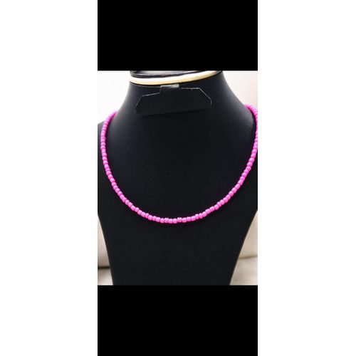 Handmade small pink beads necklace resizable