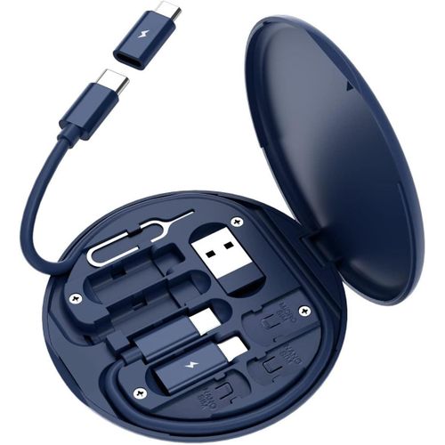 USB C To Lightning Adapter Kit Multi Charging Cable Case Convertor USB C To Type C iOS Device/Micro Adapter Travel Data Cable Set Contains Card Storage Phone Holder, Tray Eject Pin blue)