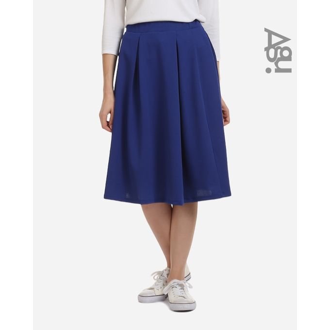 اشتري Agu Plain Fashionable Midi Skirt - Royal Blue في مصر