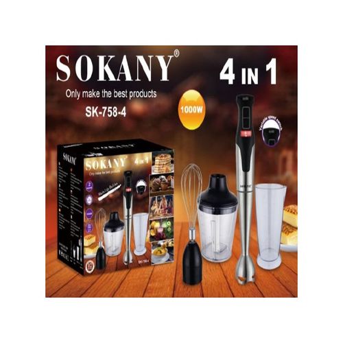 خلاط يدوي 4 في 1 من سوكاني، ماكينة تحضير الطعام ، 1000 وات 2 سرعات
