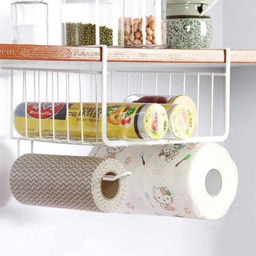 12 Multifunctional Storage Basket Kitchen Storage Rack Under Cabinet Storage Shelf Basket Wire Rack Organizer Storage (White, Pack of 1)