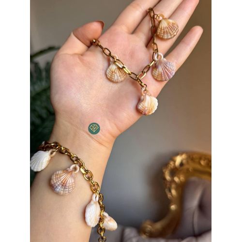 Summer Gold Stainless Steel Starfish Charm Necklace & Bracelet