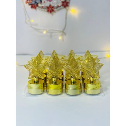 Christmas Wire LED Star Lights – Box of 12 Battery Operated Stars with Warm Yellow Glow – Compact Decorative Accessories for Tree, Tabletop, Office, or Holiday Gifts – Flameless, Safe, and Stylish Christmas Ornaments – Watch Battery Powered
