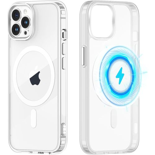 Magnetic protective case compatible with MagSafe connectors, ultra-thin transparent design, made of soft silicone and polyurethane, heat-resistant and shockproof for iPhone 13 Pro Max 6.7 inch by YWAGE