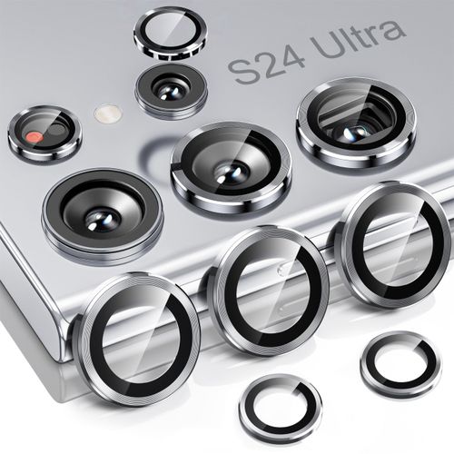 Camera Protection for Samsung Galaxy S24 Ultra Camera Protection, Scratch-Resistant, 9H Hardness, HD Lens Protection, Protective Film, Lens Screen Protector Glass - Silver