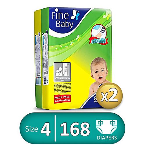 Fine Baby Dry Diapers Size 3 -  Mega Pack -  168 Pcs - 2Packs
