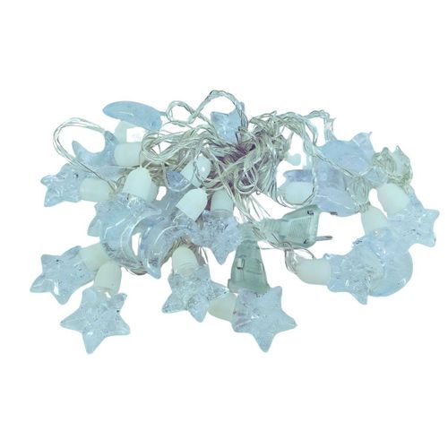 Large crescent and star shaped bubble LED lighting branch from Roxy Store. 2 plugs. lighting branch for Ramadan, holidays, and Christmas decorations.20 pieces with warm lighting (O-87)