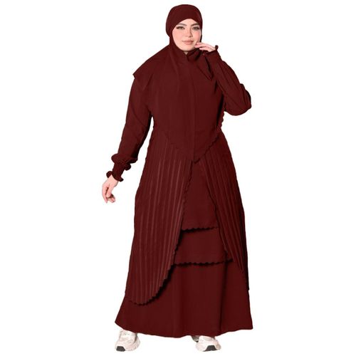 Edna Royal crepe material Consists of 2 pieces , Model 8228 , Burgundy
