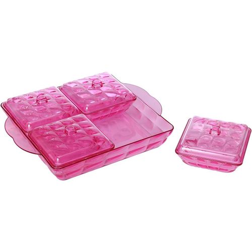 Lux Turkish Nuts Plate ,4 Holes - Fushia