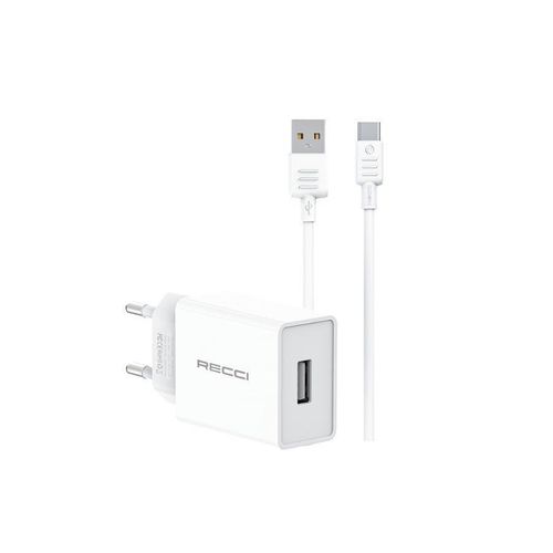 Recci RC58EC USB-A to Type-C 2A Fast Charging Cable 1 Meter Travel Charger