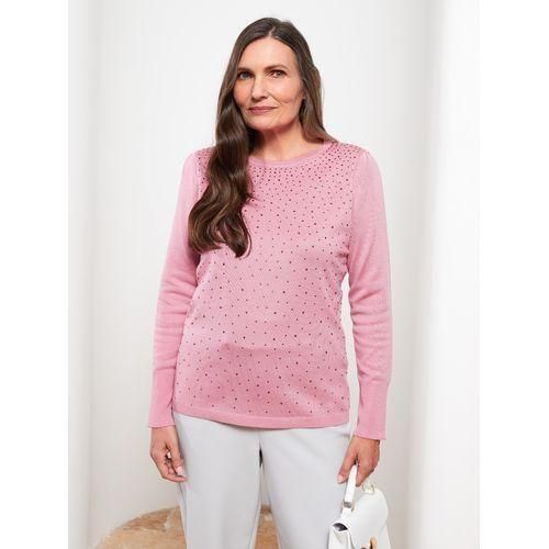 Crew Neck Printed Long Sleeve Women's Tricot Sweater