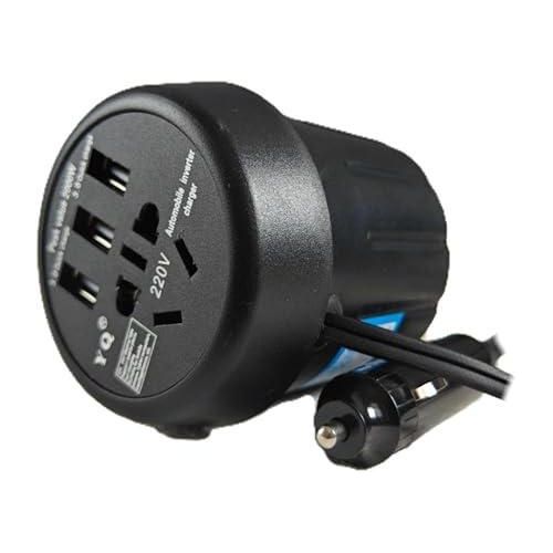 150W Car Cup Power Inverter Converter 12V 24V DC to 220V AC with 3 USB Quick Charge Ports and AC Socket – Safe and Compact Car Charger