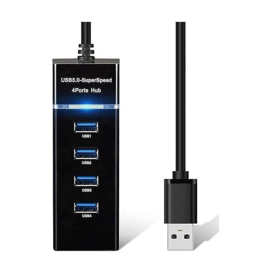 4 Port USB 3.0 Hub Adapter - Ultra Slim Data USB Hub with 30 CM Extended Cable and LED Indicator Compatible for MacBook/Mac mini/iPad/PC/PS4/PS5, Flash Drive, Mobile HDD