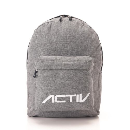 Solid Zipper Backpack With Front Pocket - Grey.