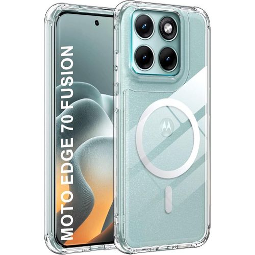 Case for Motorola Moto Edge 70 Fusion, Robust PC Back Case + Shockproof TPU Edge, Military Grade Protective Case, Magnetic & Anti-Yellow Shockproof Mobile Phone Case - Transparent