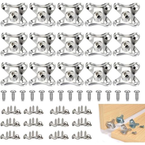 Pack of 15 Removable Corner Braces with 75 Stainless Steel Screws, Removable Combination Butterfly Corner Code, Removable Corner Brace, L Corner Brace Right Angle for Tables, Chairs, Cabinets