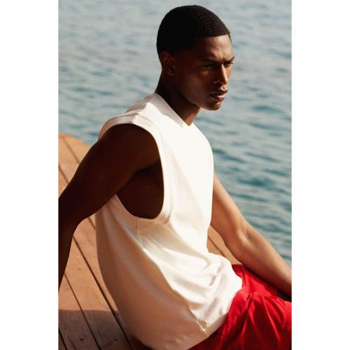 Man Boxy Fit Sleeveless Athlete - WHITE