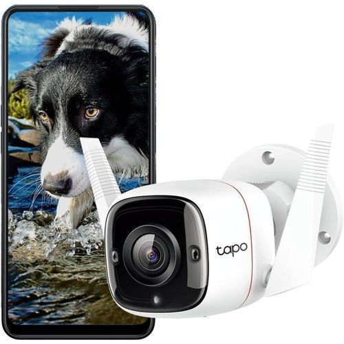 TP-Link C310 Outdoor Security Wi-Fi Camera with Night Vision, 3 MP High Definition - White
