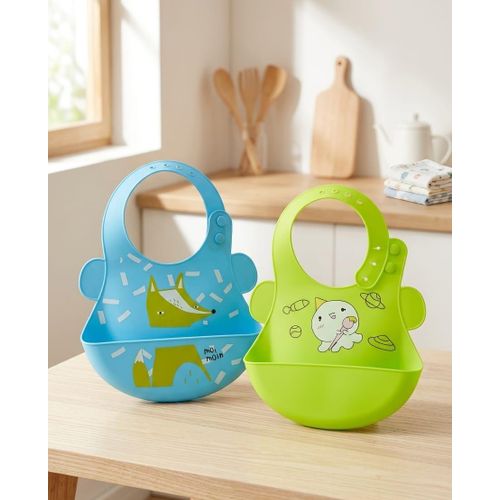 Silicone Baby Feeding Bib – 2 Pieces