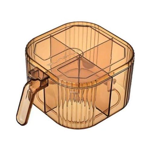 4 Compartment Spice Storage Container with Teaspoons, Acrylic Kitchen Organizer Box.