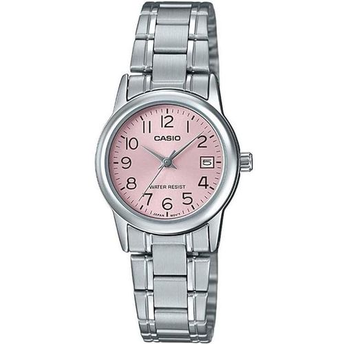 LTP-V002D-4B Analog Ladies Pink Dial Stainless Steel Watch