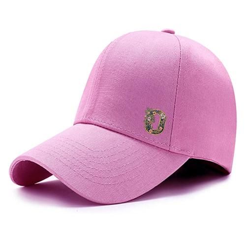 Alphabetcal pink cap character printed with decorative letter (O)