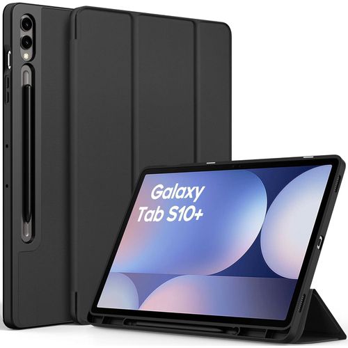 Case for Samsung Galaxy Tab S9 Plus 2023 12.4 Inch with S Pen Holder - Ultra Thin with Auto Wake / Sleep Function Stand Function Slim PU Leather Protective Case Black