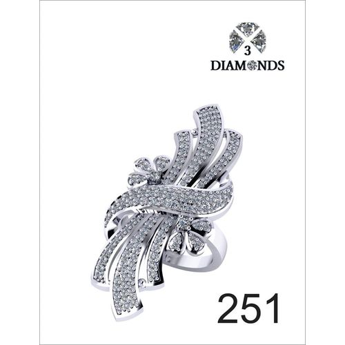 خاتم بلاتينيوم مطلي للنساء مع حجر زيركون من 3دايموندز - فضي