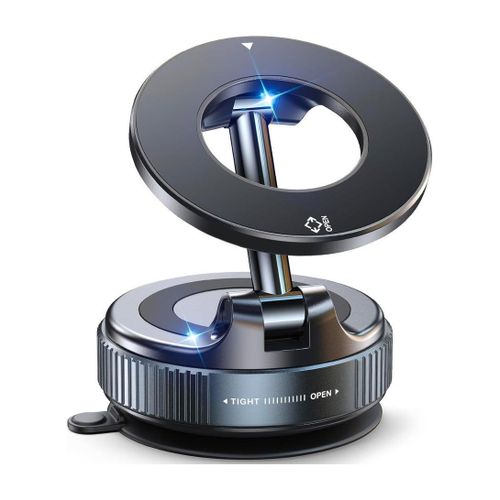 Magnetic phone holder with adhesive base for MagSafe, 360-degree adjustable magnetic car phone holder, pocket-sized foldable car phone holder for iPhone 17, 16, 15, 14, 13, and 12 series.Black