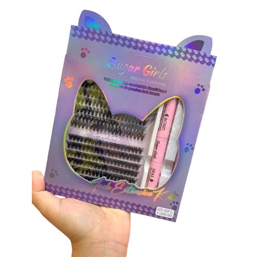 DIY Lash Extension Kit - 100 Pcs Clusters (40P+60P-D) with Dual-Ended Bond and Seal Glue, Mixed Lengths 9-13mm D-Curl Lashes