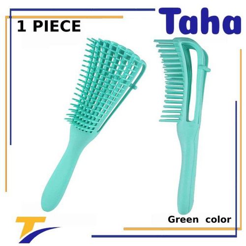 فرشاة شعر مرنة لفك تشابك الشعر المجعد باللون الأخضر