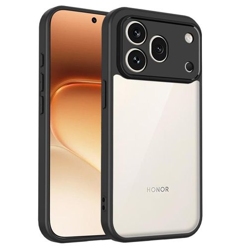 Honor 600 Pro 5G TM Anti Fall Shockproof Case Full Protection Cover with Camera Shied, Transparent With Black Frame
