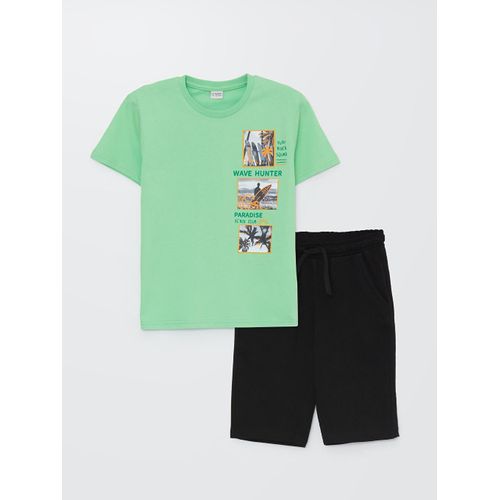 Crew Neck Printed Short Sleeve Boy's T-Shirt And Roller