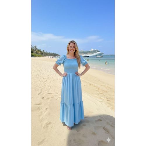 Long Casual Dress - Light Blue