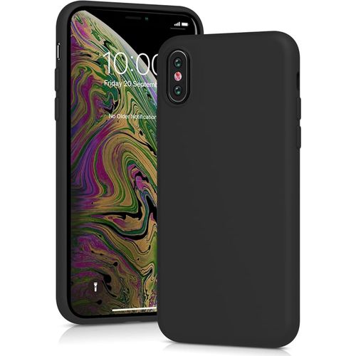 حافظة من السيليكون السائل لهاتف ايفون اكس اس، حافظة رفيعة من السيليكون السائل والمطاط الناعم لهاتف ايفون اكس اس 5.8 بوصة (اسود)